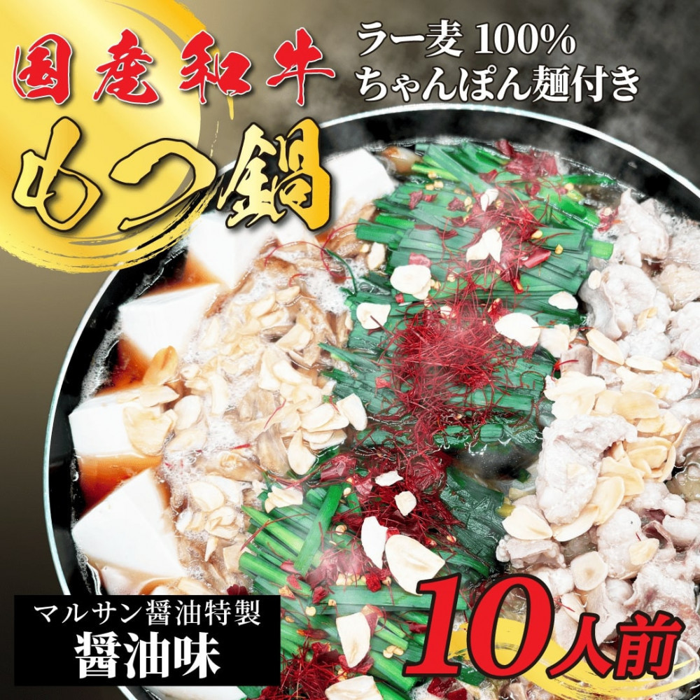 【ふるさと納税】【化粧箱入り】素材にこだわりました！厳選博多牛もつ鍋セット10人前(国産牛もつ使用)｜福岡県大川市