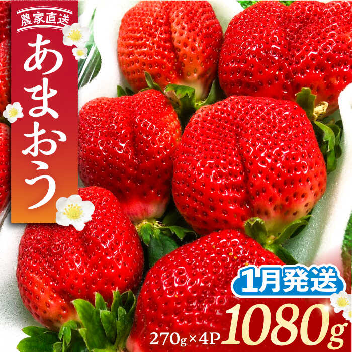 【ふるさと納税】【先行予約】【1月発送】農家直送 あまおう 1080g (270g以上 × 4パック) 土耕栽培《豊前市》【内藤農園】果物 いちご[VAB004] 13000 13000円