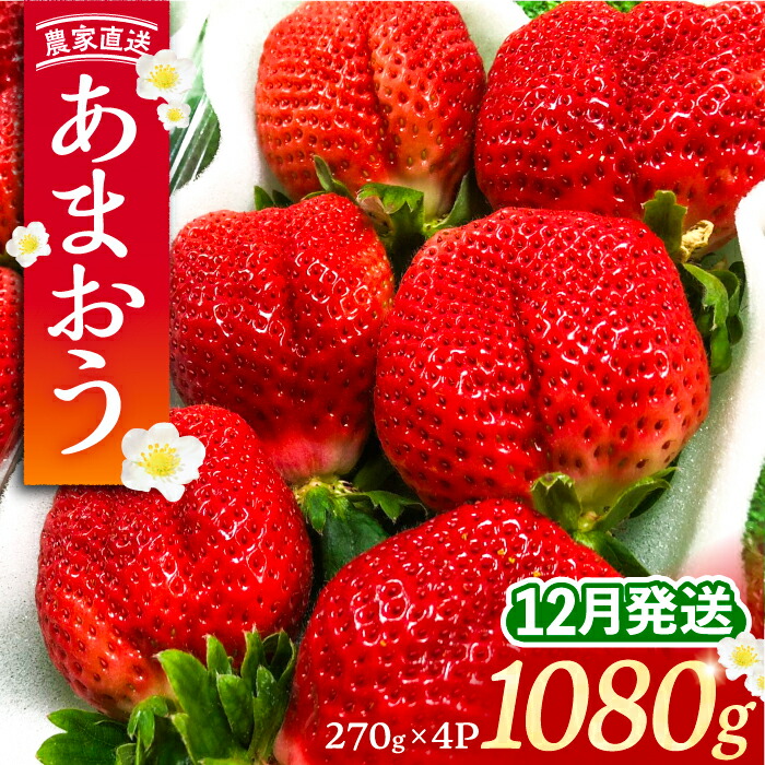 【ふるさと納税】【先行予約】【12月発送】農家直送 あまおう 1080g (270g以上 × 4パック) 土耕栽培《豊前市》【内藤農園】果物 いちご[VAB006] 14000 14000円
