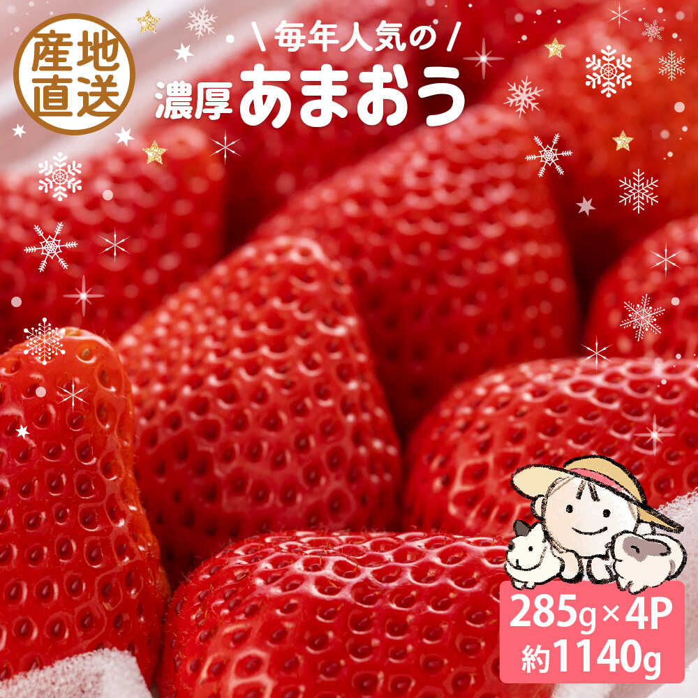 【ふるさと納税】【2025年12月中旬～翌4月中旬発送】 あまおう ココロファームの濃厚あまおう 285g × 4パック 《豊前市》【ココロファーム】[VAE009] 苺 いちご 福岡県産 【※北海度・沖縄および離島への配送不可】