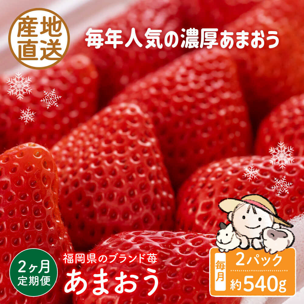 【ふるさと納税】【2回定期便】【2026年12月から発送】ココロファームの濃厚あまおう 540g（270g×2パック）《豊前市》【ココロファーム】[VAE033] 苺 いちご あまおう 福岡県産 先行予約 果物 フルーツ 人気