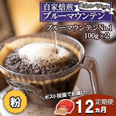 【ふるさと納税】定期便 12ヶ月 自家焙煎 “コーヒーの王様” ブルーマウンテン ストレート (粉) 100g×2 ポスト投函 珈琲 コーヒー 12回 お楽しみ Morrow珈琲