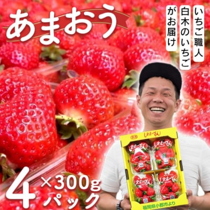 【ふるさと納税】いちご いちご職人 白木のいちご あまおう 300g×4パック詰め (M～3Lサイズ) イチゴ 苺 果物 デザート ※配送不可：沖縄・離島　お届け：2026年2月上旬～4月下旬まで 14,200円
