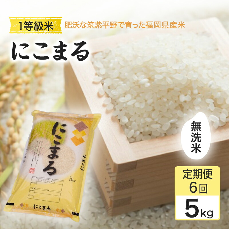 【ふるさと納税】定期便 6回 米 1粒からこだわる 1等級米 にこまる 無洗米5kg お米 コメ お楽しみ 6ヶ月 令和7年度産|福岡県小郡市