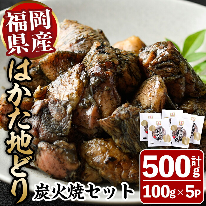 【ふるさと納税】はかた地どり炭火焼セット(計500g・100g×5P) 焼き鳥 地鶏 鶏肉 とりにく とり肉 おつまみ 惣菜 おかず 小分け 冷凍 冷凍保存 国産＜離島配送不可＞【ksg1426】【MEATPLUS】