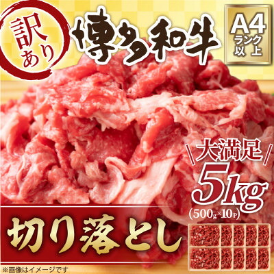 【ふるさと納税】訳アリ!【A4~A5】博多和牛切り落とし 5kg(500g×10パック)_ 訳あり ワケアリ わけあり 肉 牛肉 和牛 切り落し 切り落とし 黒毛和牛 博多和牛 小分け ブランド牛 国産牛 国産 不揃い 【配送不可地域:離島】【1370647】|福岡県大野城市