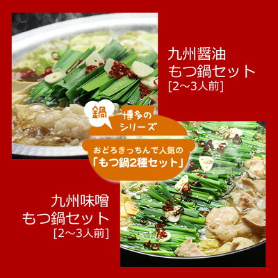 【ふるさと納税】人気のもつ鍋2種セット「九州醤油もつ鍋」と「九州味噌もつ鍋」各2～3人前【配送不可地域：離島】【1526428】