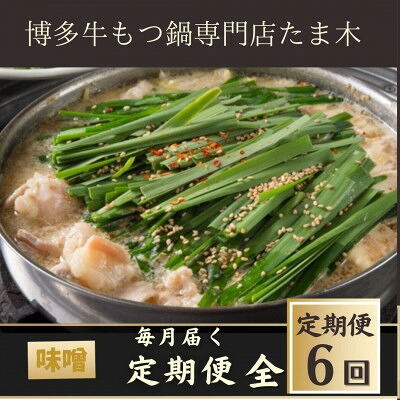 【ふるさと納税】【毎月定期便】【博多牛もつ鍋専門店たま木】牛もつ鍋セット みそ味(2~3人前)牛もつ肉400g全6回【配送不可地域:離島】【4057676】|福岡県大野城市