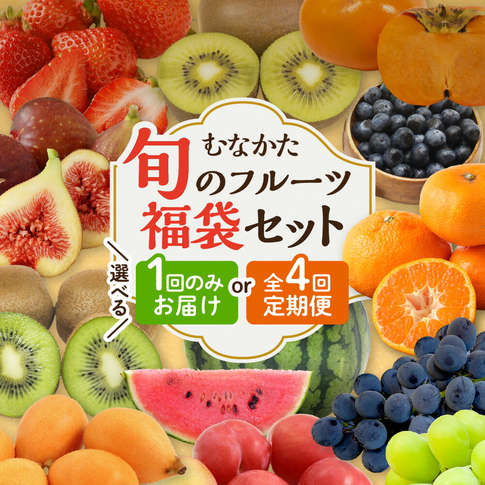 【ふるさと納税】【レビューCP対象】何が届くかお楽しみ！むなかた旬のフルーツ福袋セット 定期便【年4回】【JAほたるの里】_HA1541　送料無料<br>果物 くだもの 詰め合わせ お楽しみ 旬 旬の時期 美味しい 福岡県 宗像市