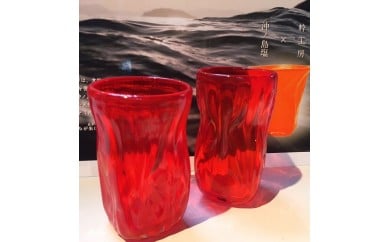 【ふるさと納税】「宗像びーどろ」沖ノ島朱 タンプラー仕掛ける NM-11S【粋制作室 】_HA1169  貨物輸送無料果てしが無いの謂われ因縁ある宗像「沖ノ島朱」と名付けた器 目あたらしいの色差し