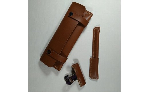 【ふるさと納税】革技術者が作る本革ステーショナリー３点仕掛ける（ペンケース・クリップ・ボールペンカバー）_HA0959  貨物輸送無料宗像市 革製品 なめし革 手作り こだわり 今めかしい 小物 文具 選べる色つや 日設備 差し上げ物 差し上げ物 祝する品