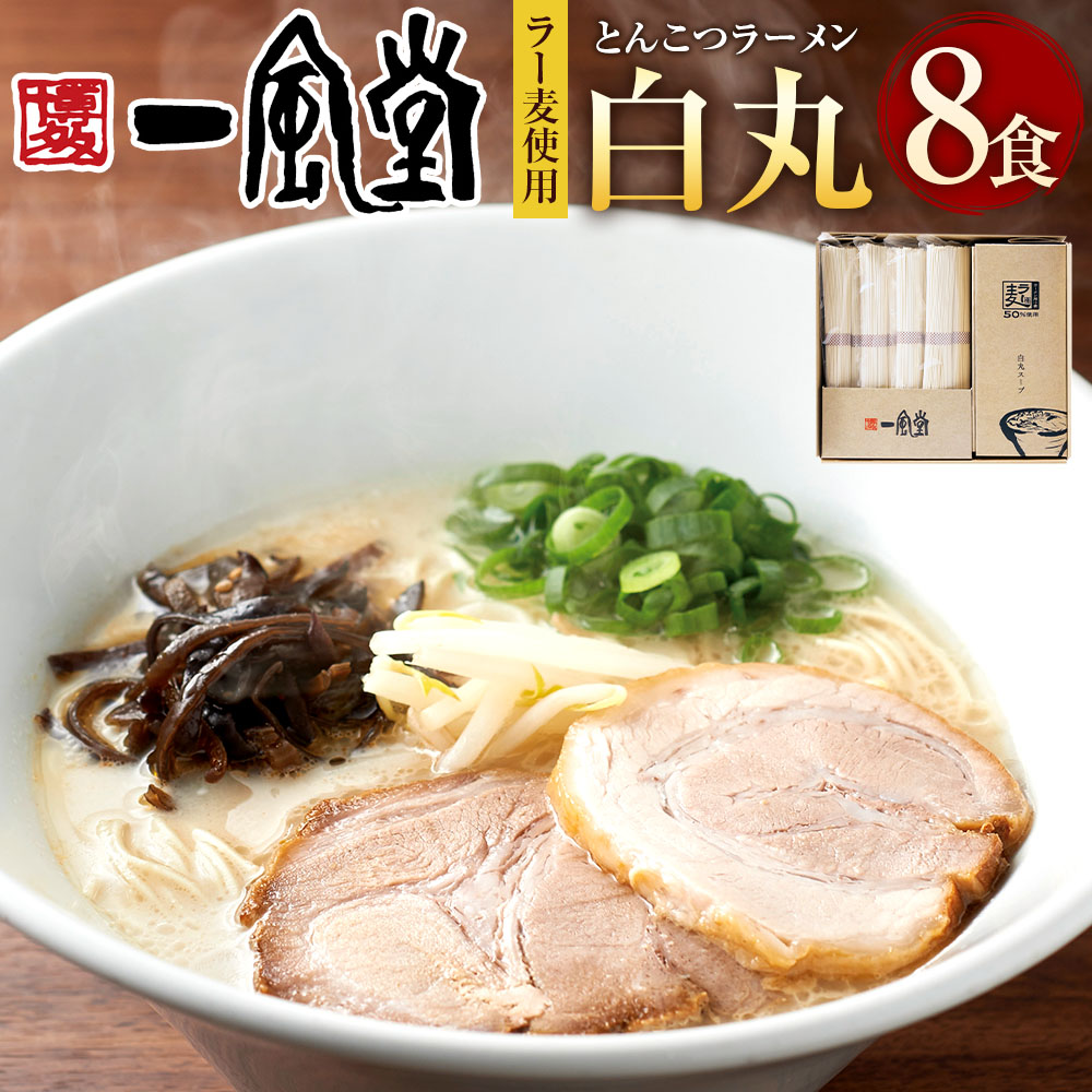 【ふるさと納税】ラー麦使用 「一風堂」 とんこつラーメン 白丸 8食セット 計920g 豚骨ラーメン 拉・跟 らーめん 豚骨 とんこつ トンコツ ストレート麺 絹ごし ・跟類 スープ 惣菜 博多ラーメン 九州 福岡県 太宰府市 送料無料｜福岡県太宰府市