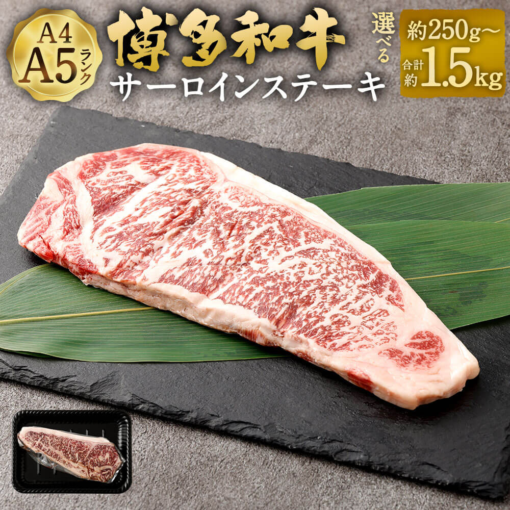 【ふるさと納税】＜選べる 容量＞【A4・A5】博多和牛 サーロインステーキ 約250g～計1.5kg 1パック約250g 約250g/約500g/約750g/約1kg/約1.25kg/約1.5kg 黒毛和牛 サーロイン ステーキ 和牛 牛肉 お肉 肉 冷凍 国産 九州 福岡県 太宰府市 送料無料