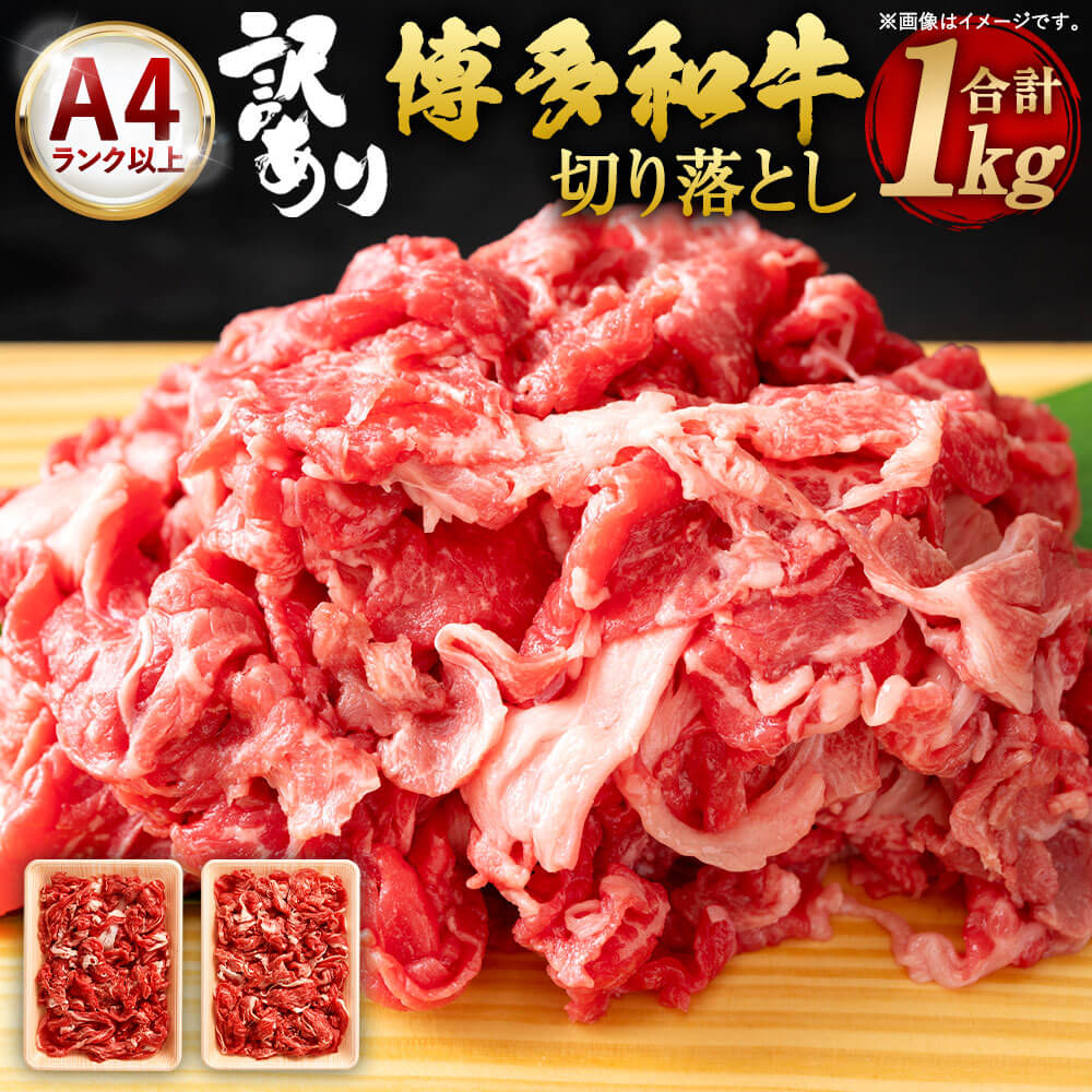 【ふるさと納税】【数量限定】【訳あり】博多和牛 切り落とし 合計約1000g 約500g×2パック A4ランク以上 小分け 牛肩又はバラ 1kg 福岡県産 九州産 国産 黒毛和牛 牛肉 和牛 切落し お肉 お取り寄せ グルメ 冷凍 送料無料