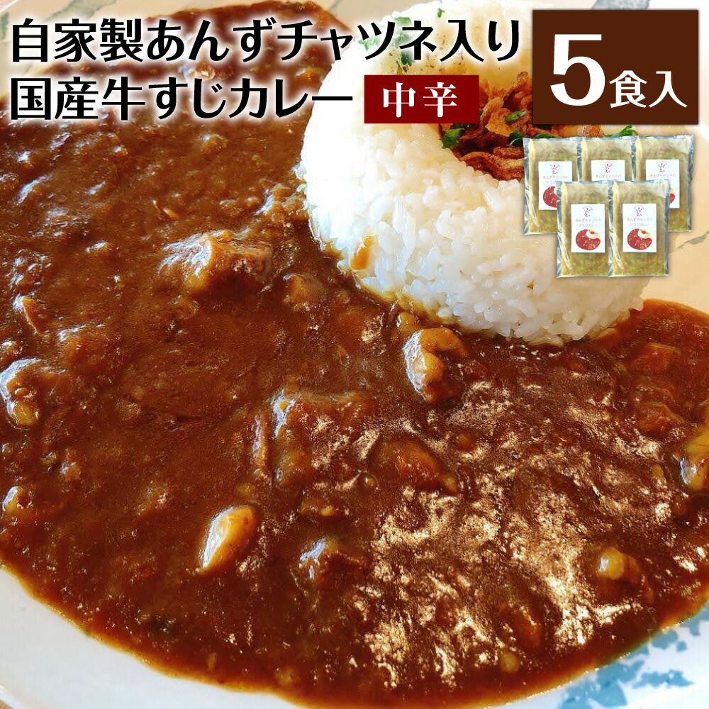【ふるさと納税】シェフ自慢のあんずチャツネ入り国産牛すじカレー【中辛】5食 230g×5袋 辛みスパイス5袋 自家製カレー スパイス お店の味 冷凍 送料無料 [F4483] 9,000円