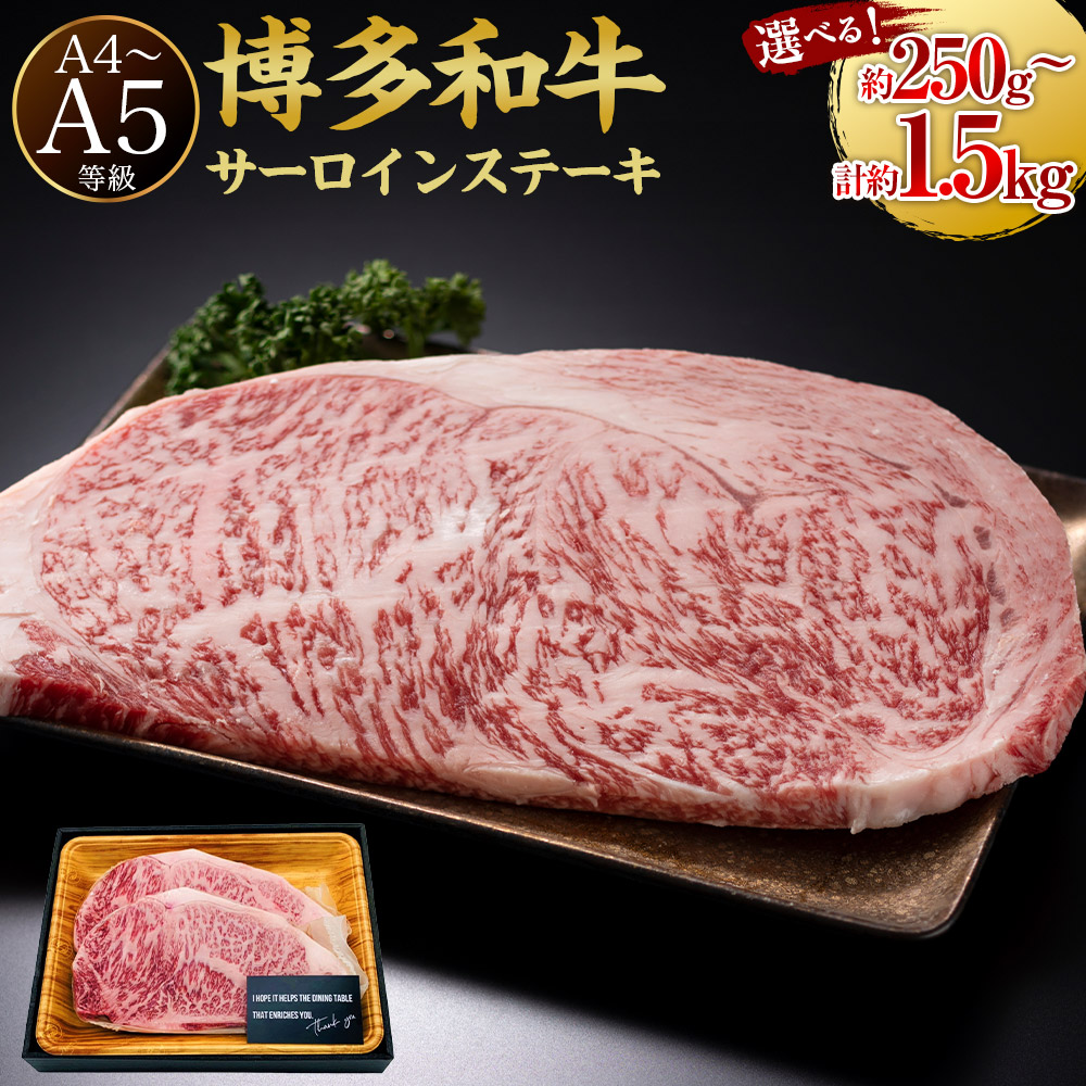 【ふるさと納税】＜選べる容量＞【A4 ・ A5】博多和牛 サーロインステーキ （約250g ／ 約500g ／ 約750g ／ 約1000g ／ 約1250g ／ 約1500g） 肉 牛肉 和牛 牛 黒毛和牛 国産牛 サーロイン ステーキ A5等級 A4等級 福岡県産 送料無料 福岡県 うきは市 冷凍 11,400円