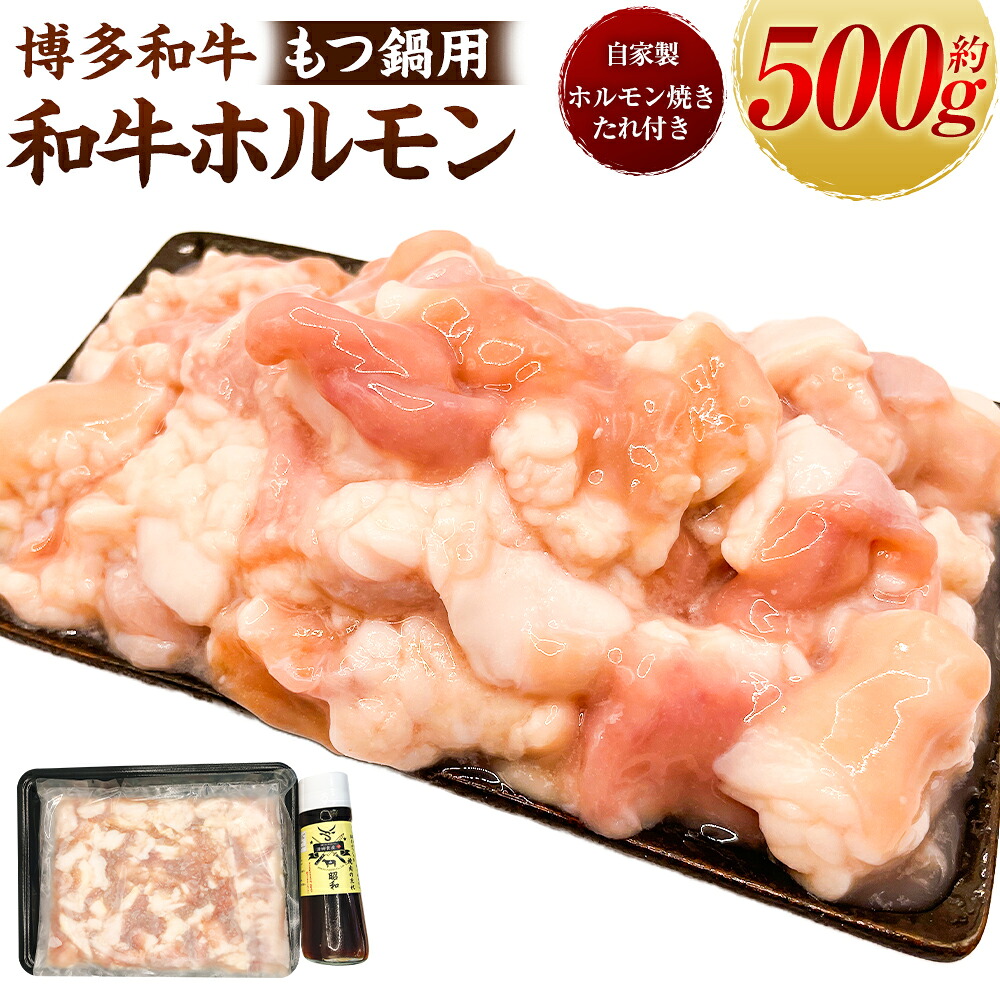 【ふるさと納税】 【博多和牛】もつ鍋用 和牛ホルモン500g (自家製ホルモン焼きのたれ付き) モツ ホルモン焼き もつ鍋 鍋 冷凍 送料無料 福岡県 うきは市｜福岡県うきは市