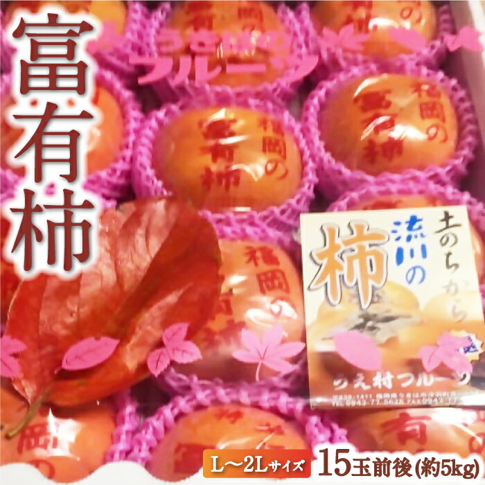 【ふるさと納税】 うえ村フルーツ 冷蔵富有柿 Lから２Lｻｲｽﾞ 15玉前後 (約5kg) 2025年12月中旬から12月下旬 出荷予定 柿 カキ 旬 フルーツ 果物 果実 冷蔵 送料無料 福岡県 うきは市