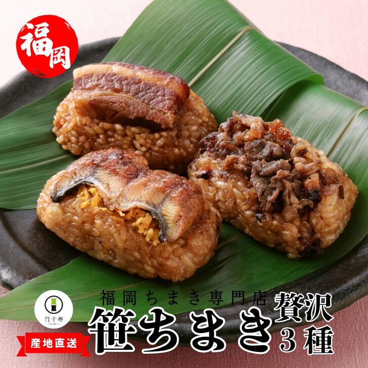 【ふるさと納税】＜竹千寿＞ 贅沢 笹ちまき 3種 9個 豚角煮 鰻 和牛 [M670-1] 中華ちまき おこわ 笹おこわ 個包装 冷凍おにぎり おにぎり お取り寄せ 贈り物 内祝 お返し お祝い おこわギフト グルメ 冷凍 ちまきギフト おこわセット うなぎ 蒲焼き 博多和牛 福岡 宮若