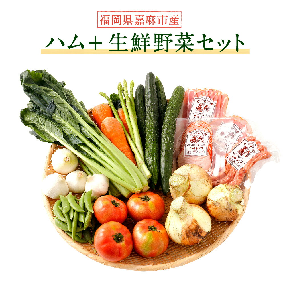 楽天市場 ふるさと納税 数量限定 ハム 生鮮野菜セット ボンレスハム76g ベーコン95g あらびきウィンナー7 8本 ボロニアソーセージ1g 季節の生野菜 肉加工品 冷蔵 詰め合わせ セット 国産 九州産 福岡産 送料無料 福岡県嘉麻市