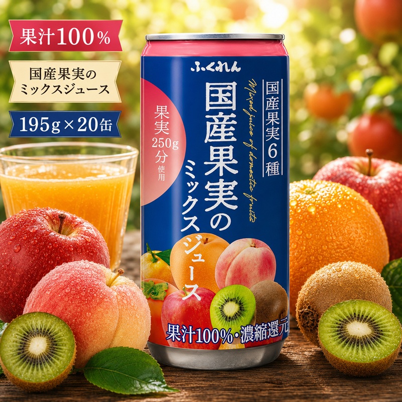 【ふるさと納税】ジュース 果汁100% 国産果実のミックスジュース 195g×20缶入り 果実250g分使用※配送不可:北海道・沖縄・離島 濃縮 果汁飲料 ブレンド 子供 おやつ |福岡県朝倉市
