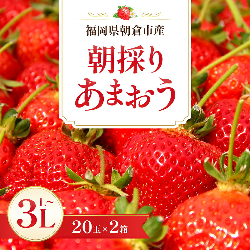 【ふるさと納税】いちご 朝倉市産 あまおう L～3L 20玉&times;2箱 イチゴ 苺 果物 デザート ※配送不可：離島　お届け：2027年3月上旬～3月下旬｜福岡県朝倉市