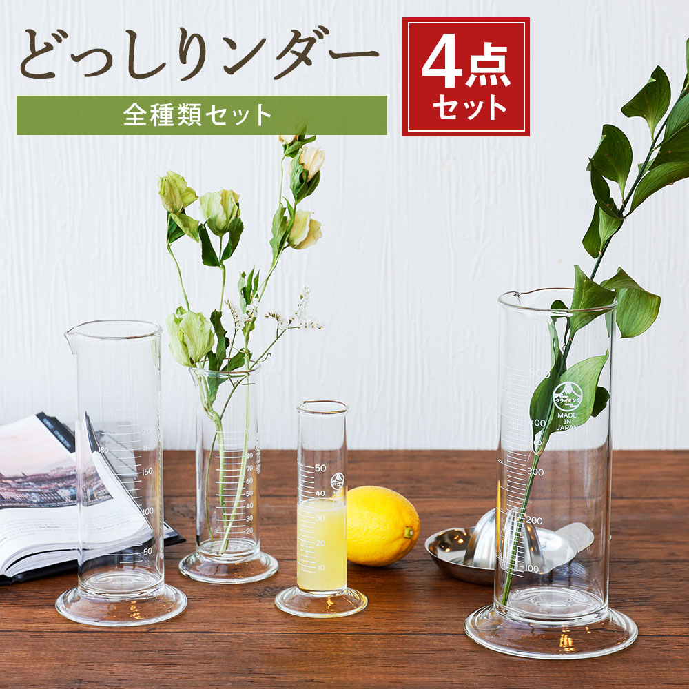【ふるさと納税】A110 どっしりンダー全類概念仕掛ける どっしりンダー 50ml 100ml 250ml 500ml 4点仕掛ける 理化学雑貨 室内装飾 水飲み 花立て 雑貨 膳立て手道具 試験 耐熱瑠璃 みやま市 福岡県産 国産 貨物輸送無料