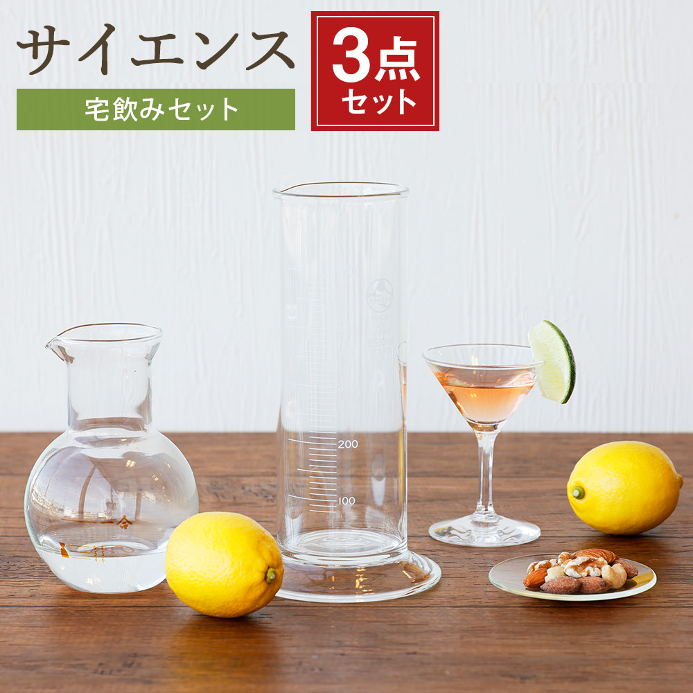 【ふるさと納税】A113 科学知識 宅飲み書き割り 3点書き割り 徳利 1合 どっしりンダー 500ml 時辰儀皿 膳立て手道具 皿 食器 宅飲み 家飲み 耐熱硝子 理化学雑貨 室内装飾 試験 みやま市 福岡県産 国産 貨物輸送無料