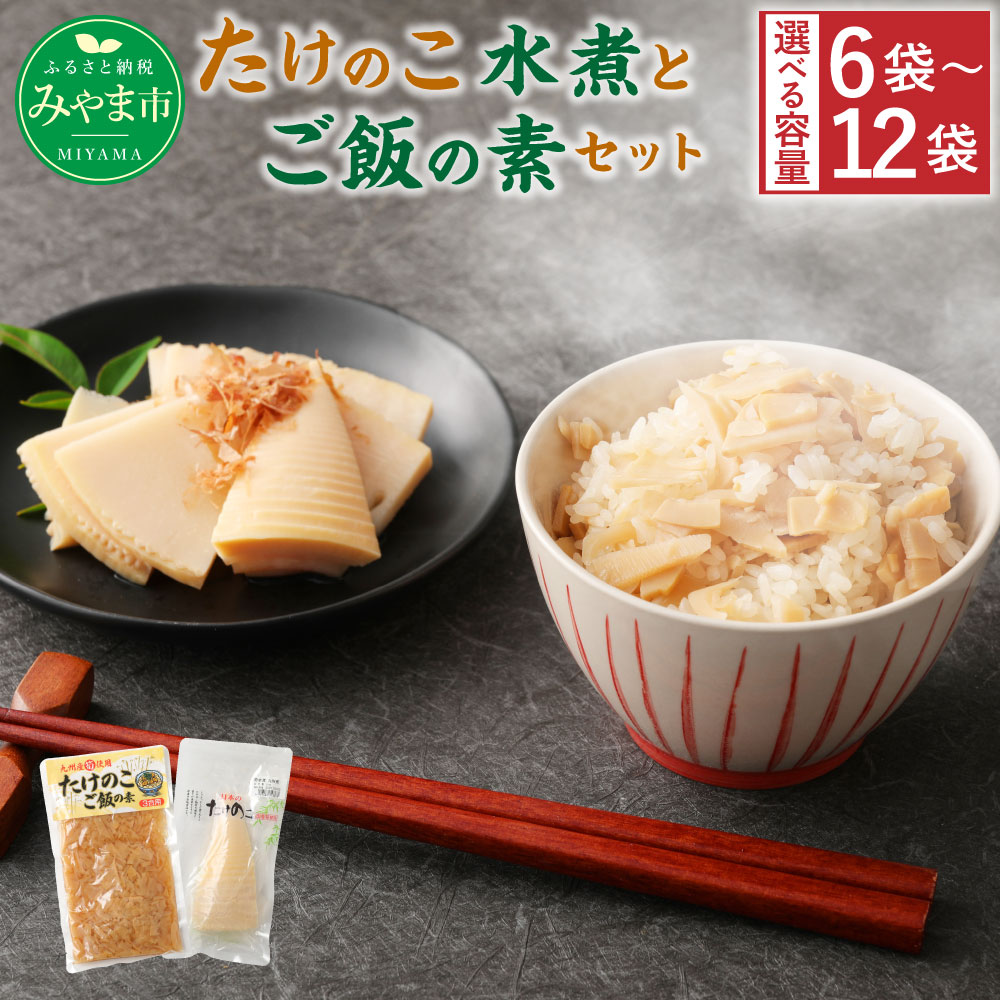 【ふるさと納税】＜選べる＞たけのこの水煮 たけのこご飯の素 合計6～12袋 （水煮3～6パック ご飯の素3～6パック） 筍 タケノコ 国産筍使用 保存食 備蓄 おかず 和食 惣菜 加工食品 パック 国産 A38 B14 送料無料