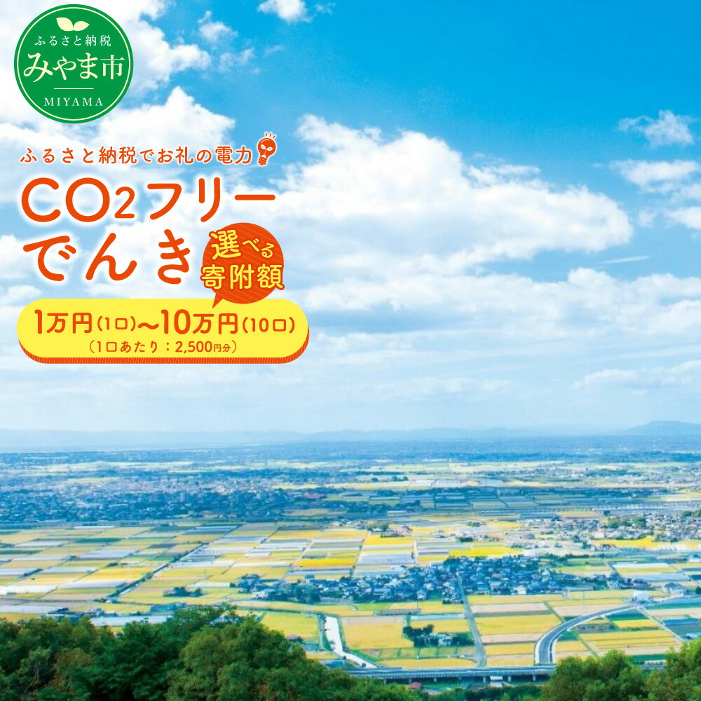 【ふるさと納税】＜選べる寄附額＞みやま市産 CO2フリーでんき（2,500円&times;1ヶ月分・2ヶ月分・3ヶ月分・5ヶ月分・7ヶ月分・10ヶ月分） 電気料金 電気代 電力 エネルギー 節約 福岡県 みやま市 送料無料 Z1 Z2 Z3 Z4 Z5 Z6｜福岡県みやま市 32,500円
