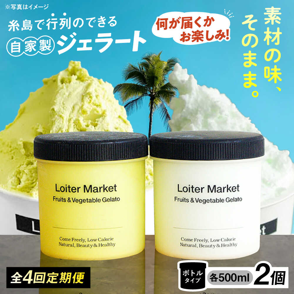 【ふるさと納税】[全4回定期便] ジェラート お楽しみボトル 2個×4回セット (3か月に1回届く) ▼ ジェラート アイス アイスクリーム 詰め合わせ ピスタチオ ミルク 抹茶 人気 セット ギフト スイーツ 1年 大容量 糸島市 / LoiterMarket ロイターマーケット [AGD013]