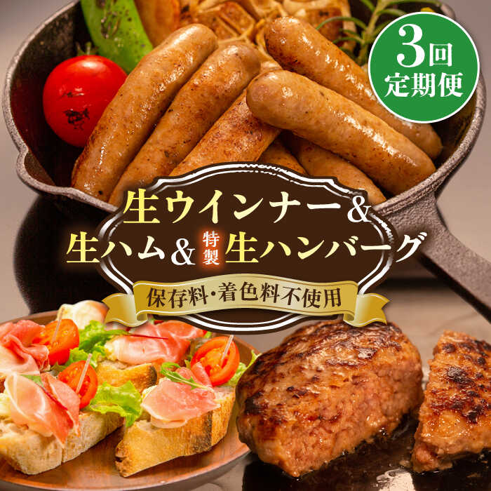 【ふるさと納税】【全3回定期便】生ウインナー 特製 生 ハンバーグ 生ハム 3種セット《糸島》【志摩スモークハウス】 [AOA029] 肉 ソーセージ 30000円 3万円｜福岡県糸島市