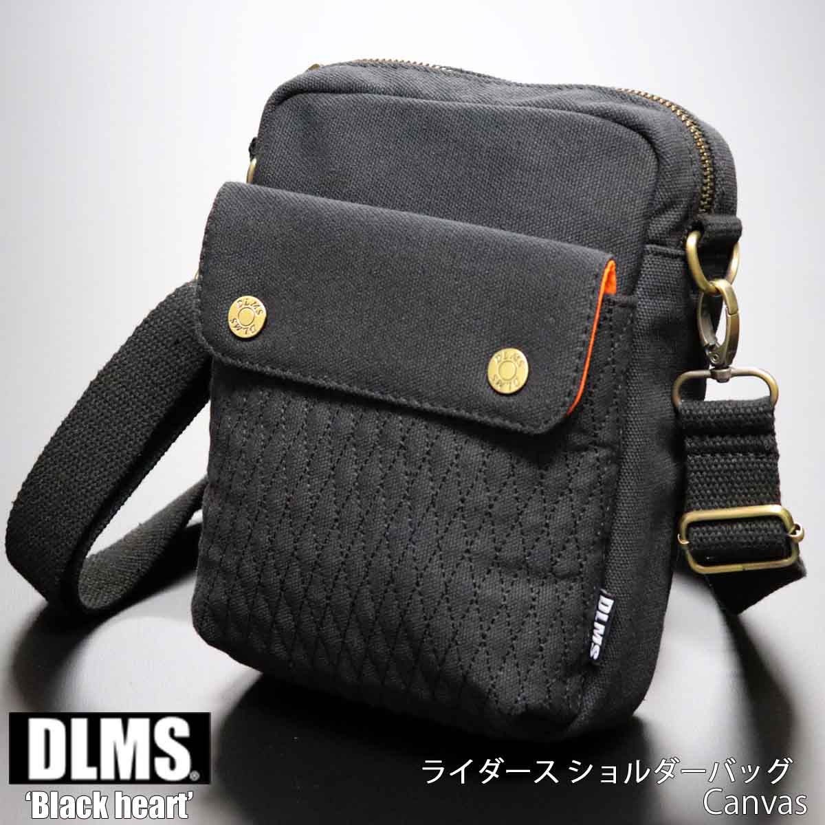 【ふるさと納税】DLMS ミニショルダーバッグ Black heart 　キャンバス生地 WZ008-2　 斜め掛け 斜め掛けバッグ 肩掛け 収納多い 黒 バッグ ブラック シンプル アウトドア 旅行 男女兼用 カバン ブランド メンズ レディース カバン 日用品 送料無料 WZ008｜福岡県篠栗町