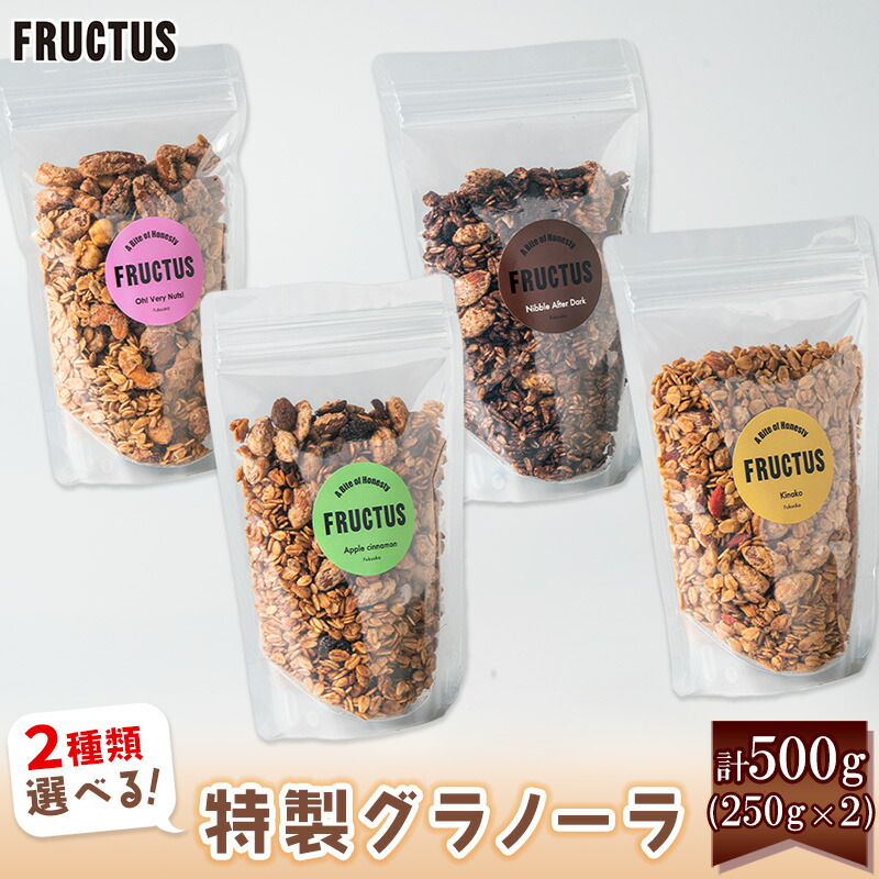 【ふるさと納税】【FRUCTUS】全4種類から2種類選べる グラノーラ 各250g 計500g ～ ナッツ アップルシナモン カカオ きなこ ～ F11000200【福岡県 須恵町】 8,400円