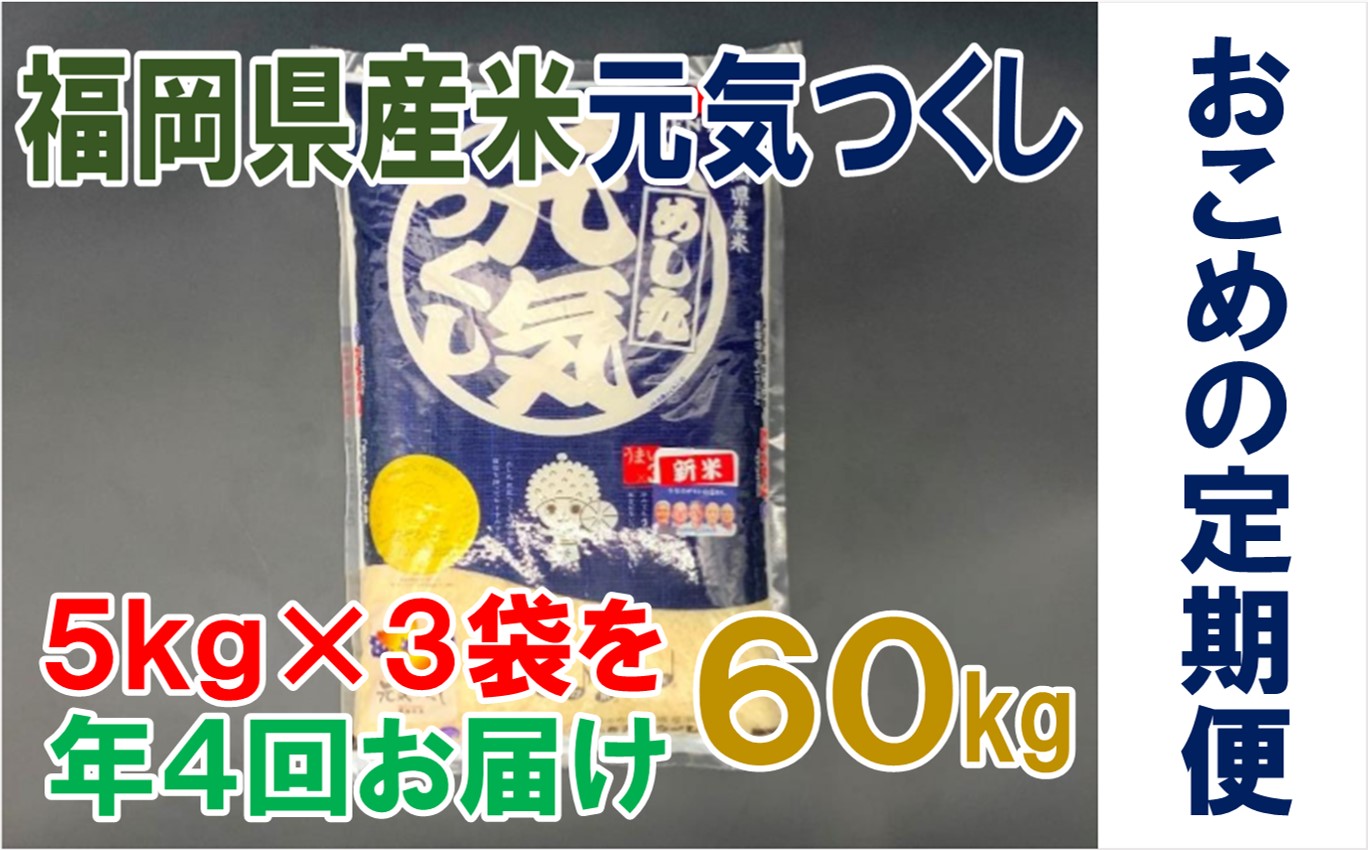 楽天市場 ふるさと納税 J035 定期便 福岡県産米 元気つくし15kg 年4回 合計60kg 福岡県新宮町