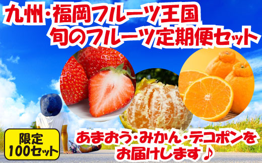 【ふるさと納税】先行受付【人気】九州・福岡フルーツ王国.旬のフルーツ定期便Ｃセット 全３回 あまおう デコポン みかん いちご 苺 不知火 旬 季節 果物.CD017