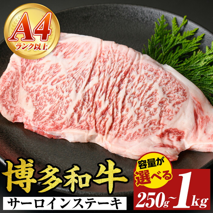 【ふるさと納税】《容量選べる》【A4～A5】博多和牛サーロインステーキセット(計250g~1kg・250g×1枚/2枚/4枚 150g×2枚/4枚) 国産 九州産 福岡県産 牛肉 和牛 黒毛和牛 ステーキ A4ランク お肉 250g 300g 500g 600g 1kg 高級【MEAT PLUS】