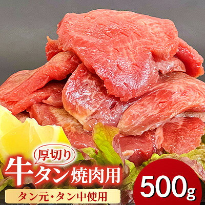 【ふるさと納税】【福岡県水巻町よりお届け】厚切り牛タン 約8mm タン元・タン中使用500g 下味付き 焼肉用 冷凍_ 牛タン 厚切り タン元 タン中 スリット入り 冷凍 焼肉用 人気 おすすめ 美味しい【配送不可地域:離島】【1718473】|福岡県水巻町