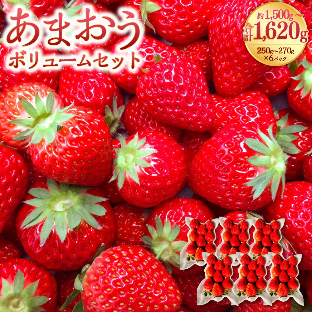 【ふるさと納税】あまおうボリュームセット 約250-270g×6パック 合計約1500-1620g あまおう いちご イチゴ 苺 ストロベリー ベリー フルーツ 果物 旬 冷蔵 福岡県 岡垣町 送料無料  【2026年2月上旬～4月上旬発送予定】