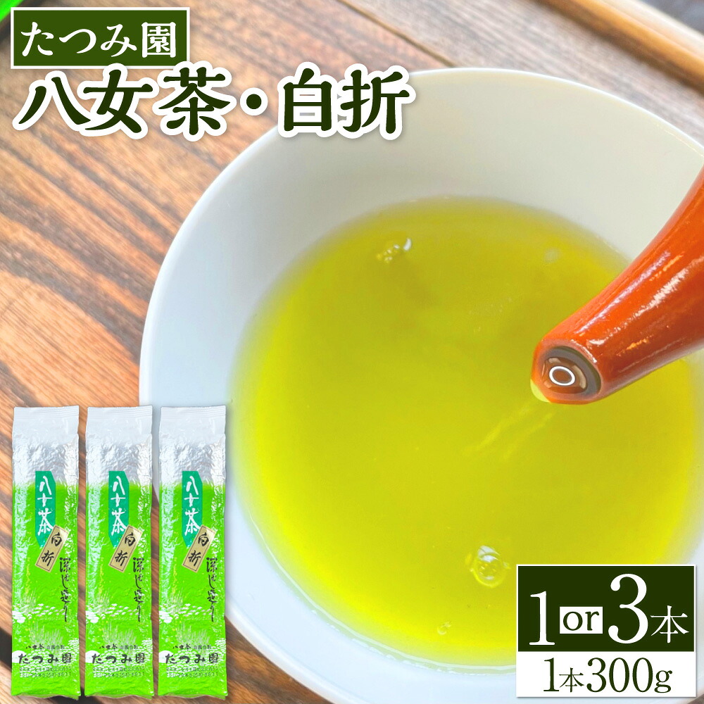 【ふるさと納税】＜選べる内容量＞八女茶 たつみ園白折 300g×1本 / 計900g（300g×3本） 八女茶 緑茶 お茶 飲料 福岡県 岡垣町 送料無料