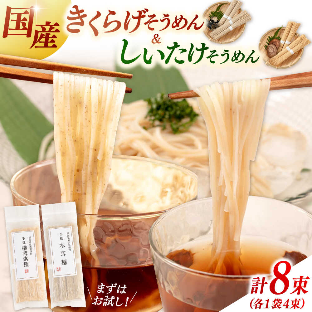 【ふるさと納税】しいたけ素麺ときくらげ麺のセット（各2食分）▼ 麺 素麺 しいたけ きくらげ セット ソーメン桂川町/オドラ株式会社[ADBA017] 10000 以上 10000円 以上 1万円