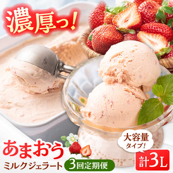 【ふるさと納税】【全3回定期便】【2026年4月以降発送】福岡産 あまおう ジェラート 1000ml ▼ イチゴ 苺 福岡 あまおう 果物 フルーツ アイス 定期便 桂川町/南国フルーツ株式会社[ADBW048] 40000 以下 40000円 以下 4万円 以下
