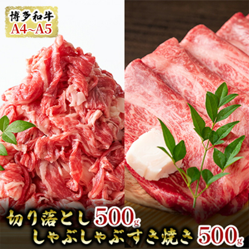 【ふるさと納税】牛肉 切り落とし 500g しゃぶしゃぶ すき焼き 500g 博多和牛 A4～A5 セット 合計1kg 配送不可：離島　お届け：入金確認後2週間～1カ月。