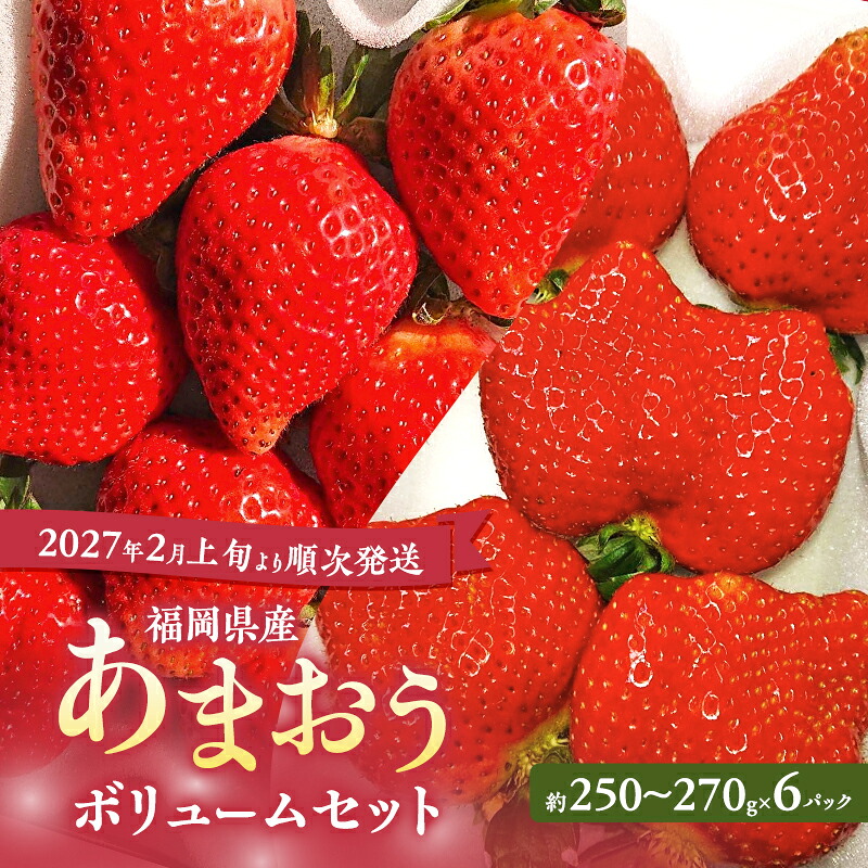 【ふるさと納税】あまおう 【2027年2月上旬より順次発送】 あまおうボリュームセット 6パック イチゴ 苺 いちご 果物 福岡県産 ※配送不可:離島　お届け：2027年2月上旬～2027年4月末｜福岡県大刀洗町