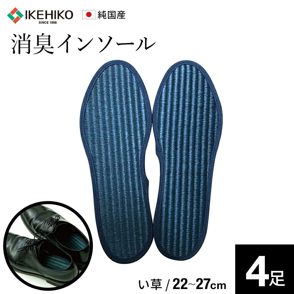 【ふるさと納税】 靴 中敷き 消臭 国産 い草インソール 4足書き割り 22珊～27珊（22珊/23珊/24珊/25珊/26珊/27珊） 黒いこと 選べる大きさ 国産 い草 いぐさ インソール 黒 中敷 消臭 おすすめ 福岡県 大木町 株式会社イケヒコ・コーポレーション AA032