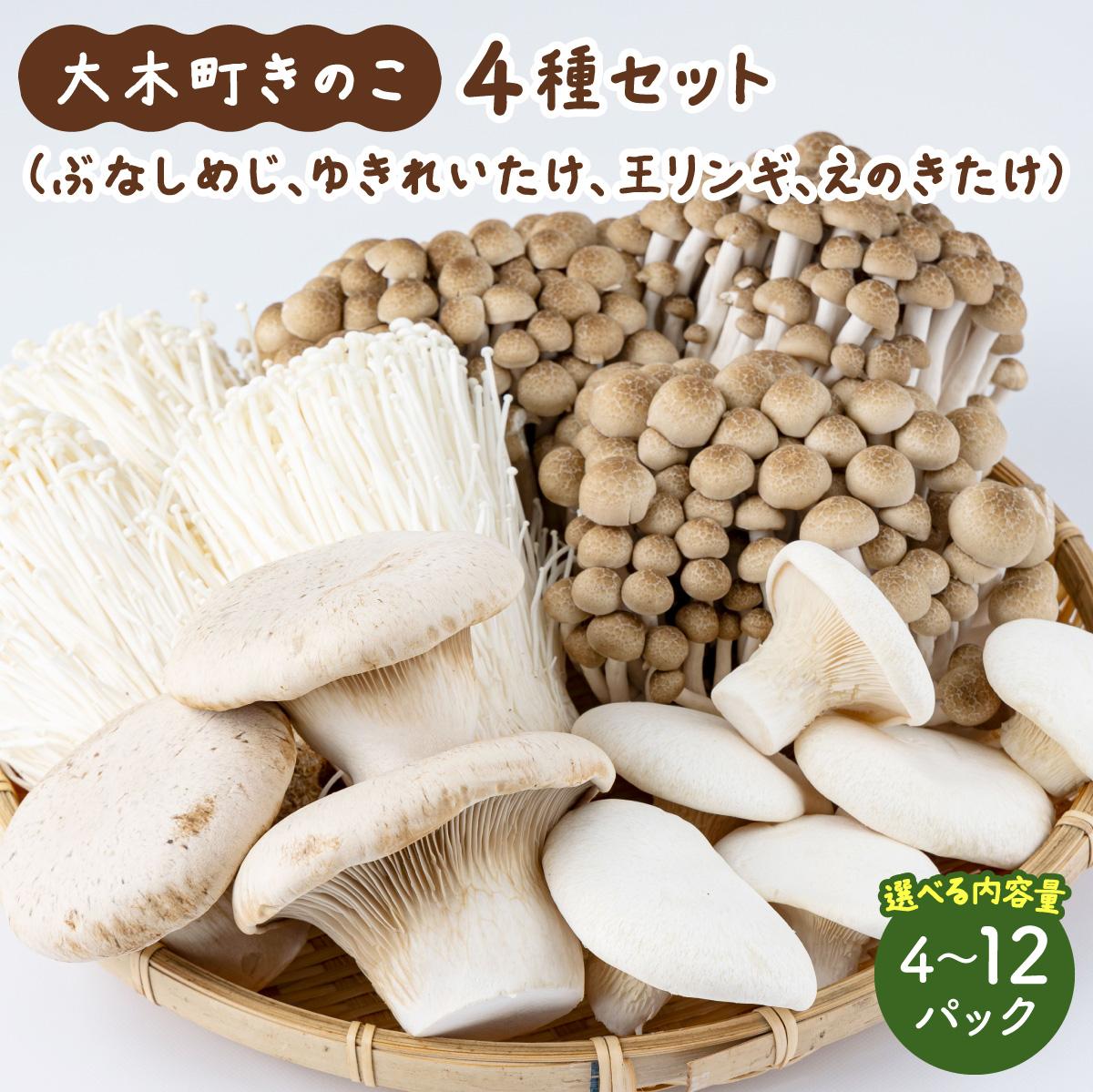 【ふるさと納税】＜選べる内容量＞大木町のきのこセット(ぶなしめじ・ゆきれいたけ・王リンギ・えのきたけ各1～3パック)｜福岡県大木町