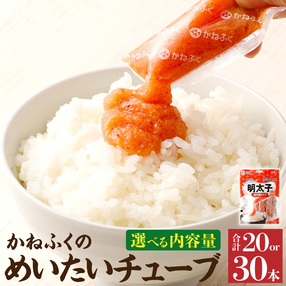【ふるさと納税】【選べる内容量】かねふく 無着色 めんたいチューブ 20本 30本 1袋あたり30g&times;10本 合計600g 900g バラコ バラ子 めんたいこ 明太子 明太 スティックチューブ 個包装 冷凍 九州 福岡 送料無料【2025年2月より順次発送】｜福岡県糸田町