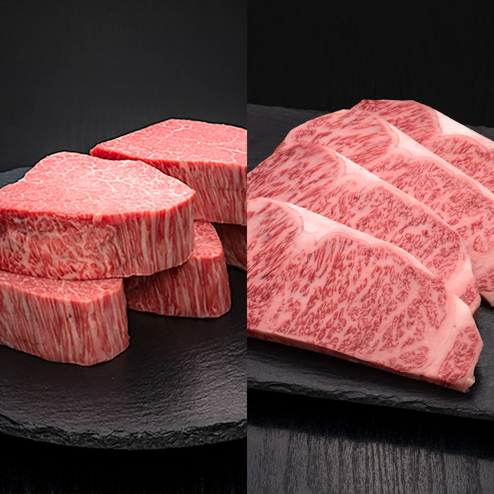 【ふるさと納税】<選べる内容量>A5等級 博多和牛 ヒレシャトーブリアン 満足Dセット ダイヤモンドカット・サーロインステーキ 1枚あたり200g 計1.8kg 計3.6kg 計5.4kg 計7.2kg 計9kg 計10.8kg 霜降り 希少部位 冷凍 福岡県産 糸田町 送料無料|福岡県糸田町