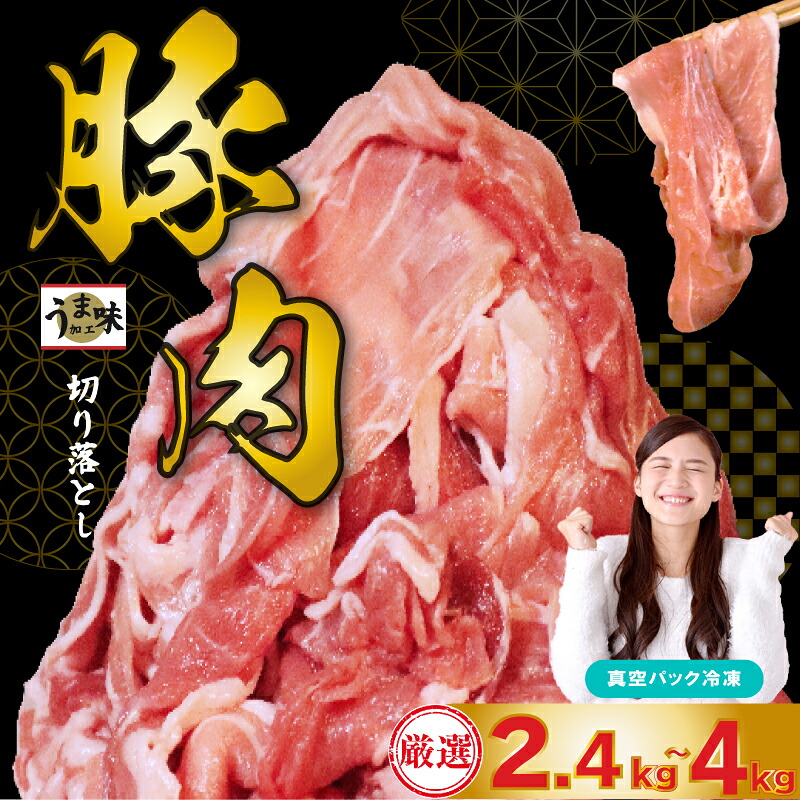 【ふるさと納税】 訳あり 豚肉 2.4kg ~ 4kg 冷凍 真空 小分け 400g ×6Por10P 大容量 国産 にく ブタ お肉 腕orモモ肉 スライス 切り落とし 便利 簡単調理 惣菜 ポーク カレー 生姜焼き 肉じゃが 豚汁 焼肉 BBQ 家族 人気 福岡県 川崎デリカ|福岡県川崎町