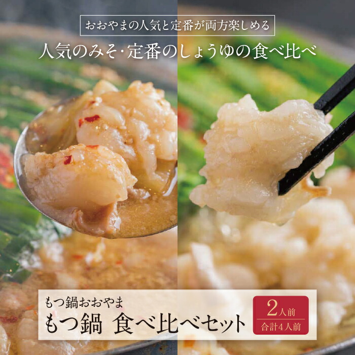 【ふるさと納税】 博多もつ鍋おおやま  みそ・しょうゆ食べ比べセット 2人前（合計4人前）  福岡 冷凍 送料無料  U65-31